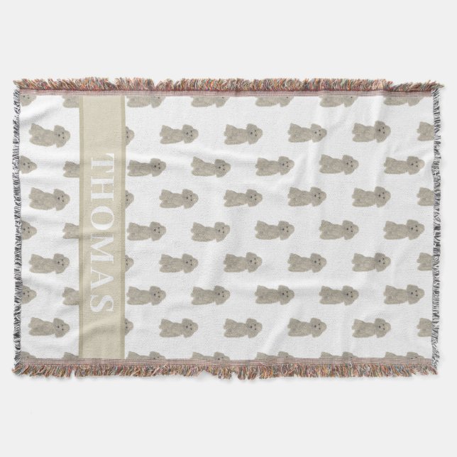 Personalised Poodle (Grey Silver)  Throw Blanket (Front)