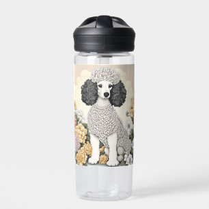 Personalised Poodle in Whimsical Flowers Water Bottle