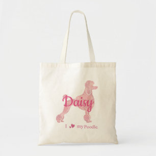 Personalised Poodle Name Pastel Pink Dog Mum Gift Tote Bag