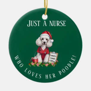 Personalised Poodle Nurse Christmas Dog Lover Gift Ceramic Ornament
