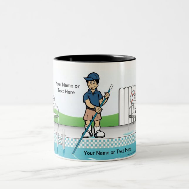 Personalised Pool Cleaner - Male   Two-Tone Coffee Mug (Center)