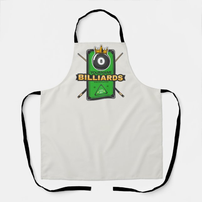 Personalised Pool Hall NAME 8 Ball Crown Billiards Apron (Front)