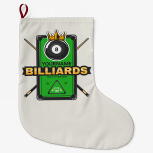 Personalised Pool Hall NAME 8 Ball Crown Billiards Large Christmas Stocking