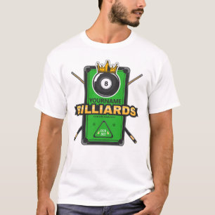 Personalised Pool Hall NAME 8 Ball Crown Billiards T-Shirt