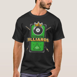 Personalised Pool Hall NAME 8 Ball Crown Billiards T-Shirt