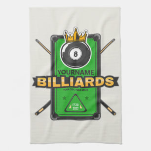 Personalised Pool Hall NAME 8 Ball Crown Billiards Tea Towel