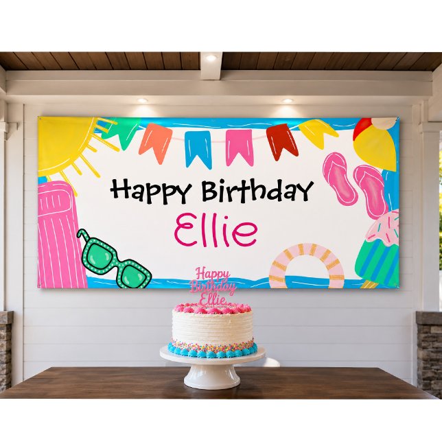 Personalised Pool Party Birthday Banner (Creator Uploaded)