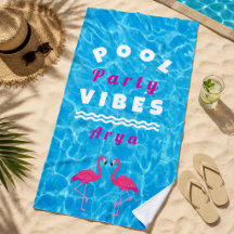 Personalised Pool Party Vibes Beach Towel