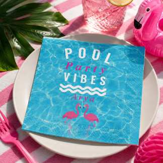 Personalised Pool Party Vibes Flamingo Napkin