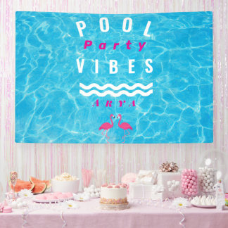 Personalised Pool Party Vibes Summer Banner