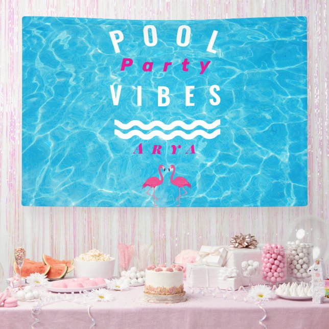 Personalised Pool Party Vibes Summer Banner (Party)