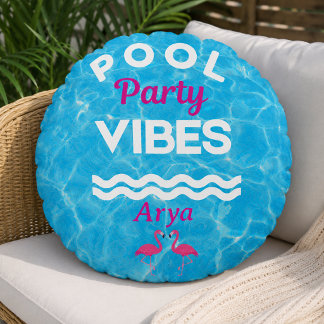 Personalised Pool Party Vibes Throw Pillow