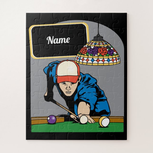 Personalised Pool Player Billiards Jigsaw Puzzle (Vertical)