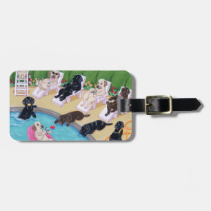 Personalised Poolside Party Labradors Luggage Tag