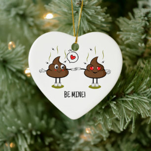 Personalised Poop Emoji Love Couple  Ceramic Ornament