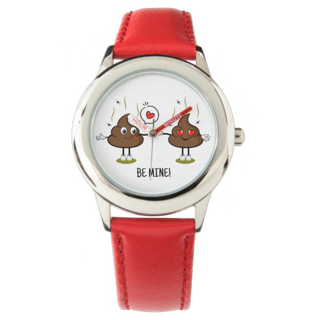 Personalised Poop Emoji Love Couple Watch (Front)