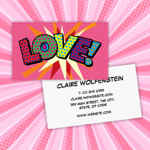 Personalised Pop Art Comic Book LOVE Business Card