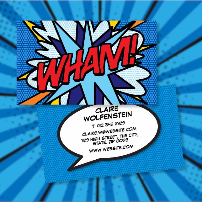 Personalised Pop Art Comic Book WHAM Business Card (Personalized Pop Art Comic Book WHAM Business Card)