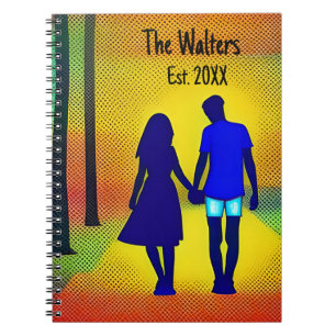 Personalised Pop Art Couple Holding Hands Notebook