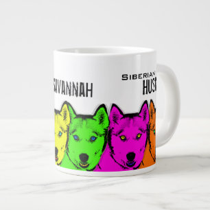 Personalised Pop Art Siberian Husky Large Coffee Mug