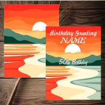 Personalised Pop Art Sunset Sunrise Beach Birthday