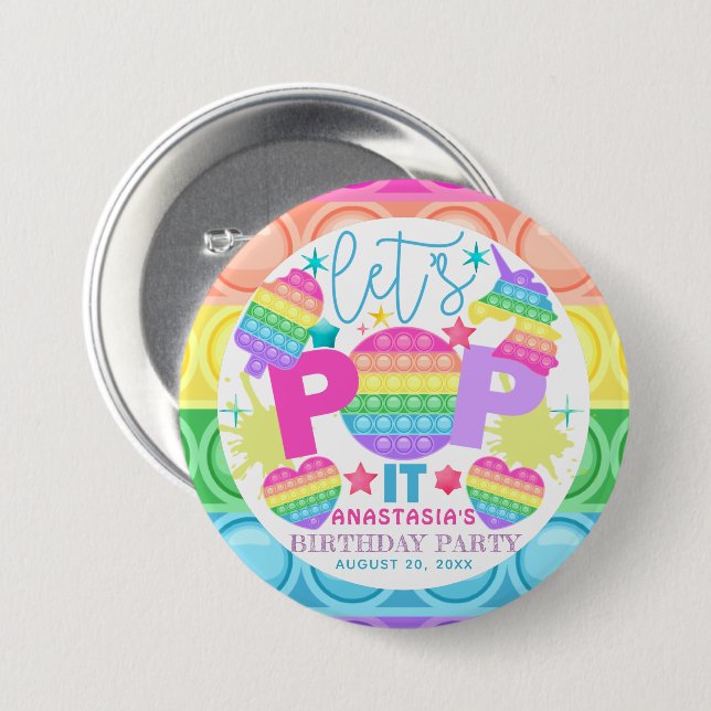 Personalised Pop It Birthday 7.5 Cm Round Badge (Front & Back)