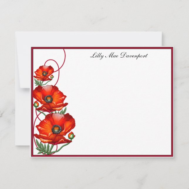 Personalised Poppy Correspondence Card (Front)