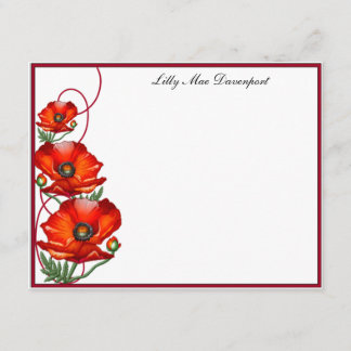 Personalised Poppy Correspondence Card