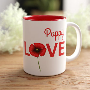 Personalised Poppy Flower Love Coffee Mug
