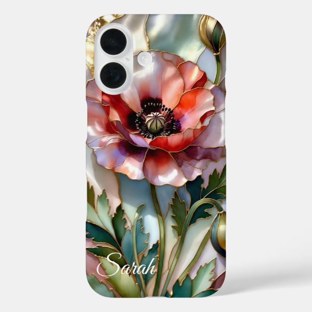 Personalised Poppy Flower Phone Case Floral (Back)