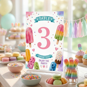 Personalised Popsicle Party  Table Number