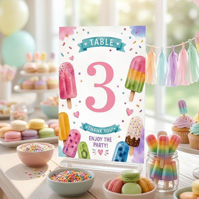 Personalised Popsicle Party  Table Number (Creator Uploaded)