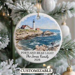 Personalised Portland Head Lighthouse, Maine Ceramic Ornament