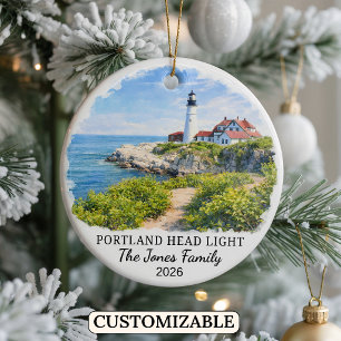 Personalised Portland Head Lighthouse, Maine Ceramic Ornament