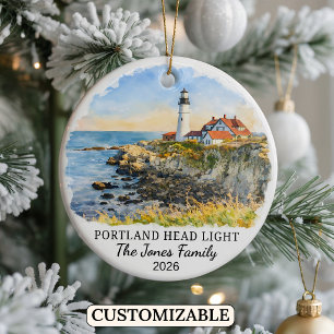 Personalised Portland Head Lighthouse, Maine Ceramic Ornament