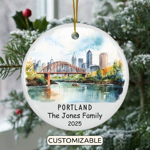 Personalised Portland Ornament, Oregon Ceramic Ornament