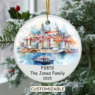 Personalised Porto Ornament, Portugal Ceramic Ornament