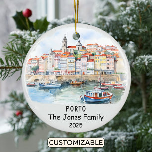 Personalised Porto Ornament, Portugal Ceramic Ornament