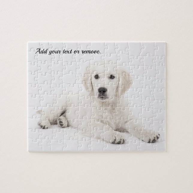 Personalised portrait golden retriever puppy dog: jigsaw puzzle (Horizontal)