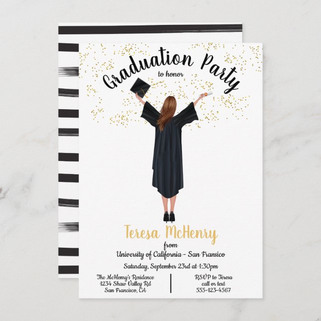 Personalised Portrait Graduation invitations (Front/Back)