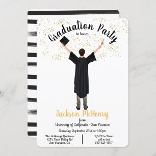 Personalised Portrait Male Graduation invitations