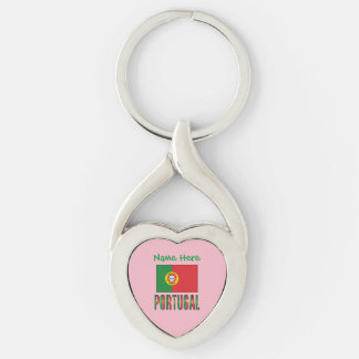 Personalised Portugal Flag Heritage Heart Key Ring