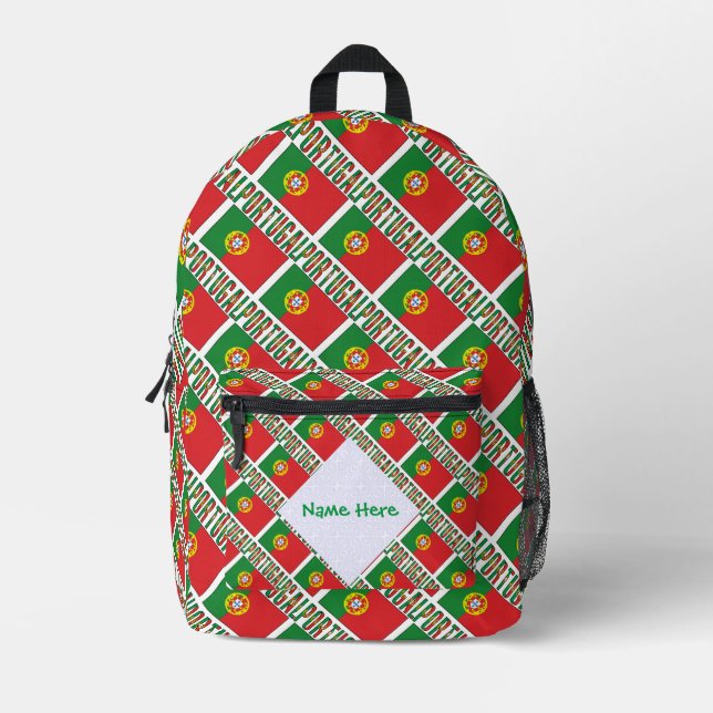 Personalised Portugal Flag Tiled Printed Backpack (Front)