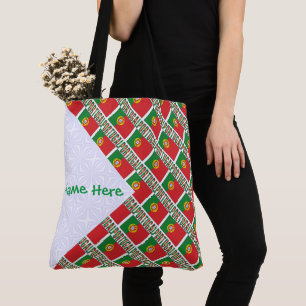 Personalised Portugal Flag Tiled Shoulder Tote Bag