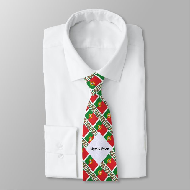 Personalised Portugal Flag Tiled Tie (Tied)