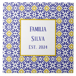 Personalised Portuguese Tiles Blue Mediterranean 