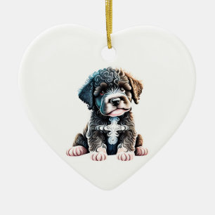 Personalised Portuguese Water Dog Puppy Ceramic Ornament