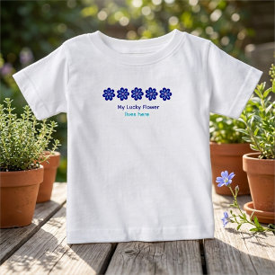 Personalised Positive Energy Blue Floral Evil Eye Baby T-Shirt