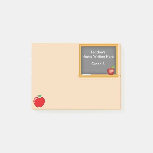 Personalised Post-it Notes - Chalkboard and Apple (Front)