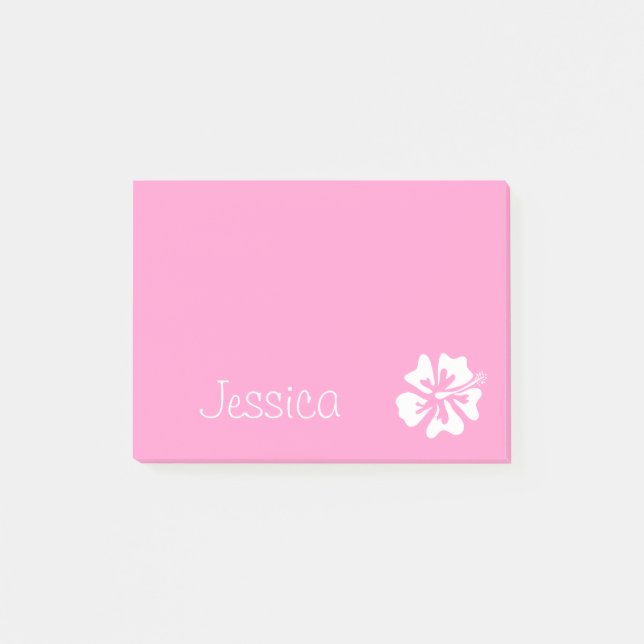 Personalised Post-it® notes | Pink hibiscus flower (Front)